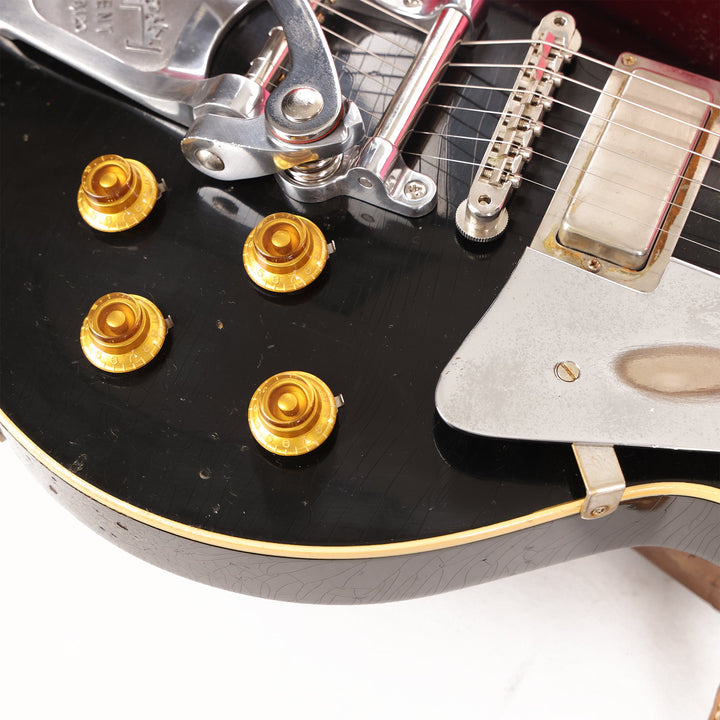 Gibson Custom Shop 1956 Les Paul Made 2 Measure Black over Gold Headstock Repair
