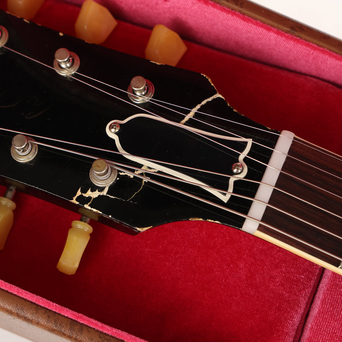 Gibson Custom Shop 1956 Les Paul Made 2 Measure Black over Gold Headstock Repair — 11