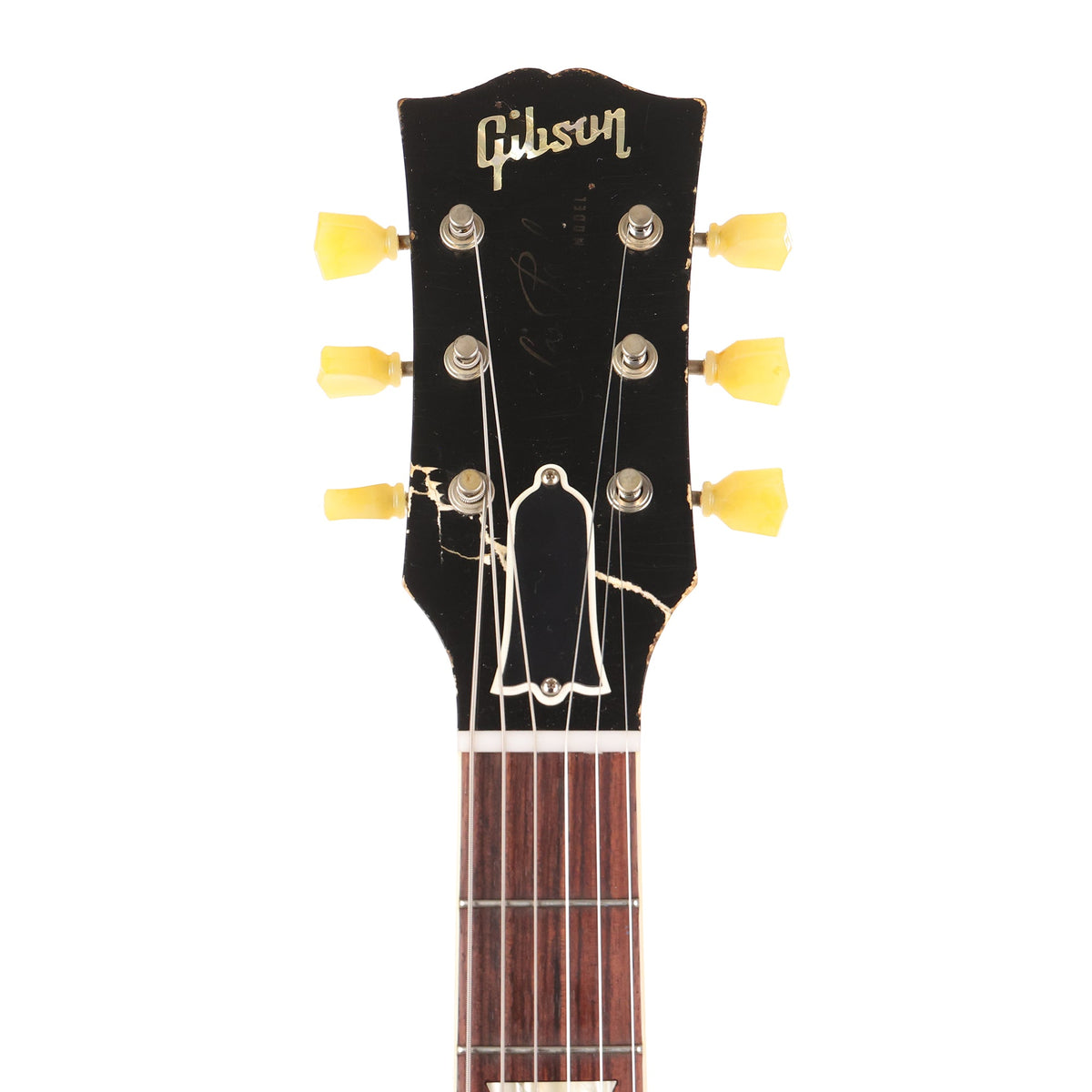 Gibson Custom Shop 1956 Les Paul Made 2 Measure Black over Gold Headstock Repair — 4