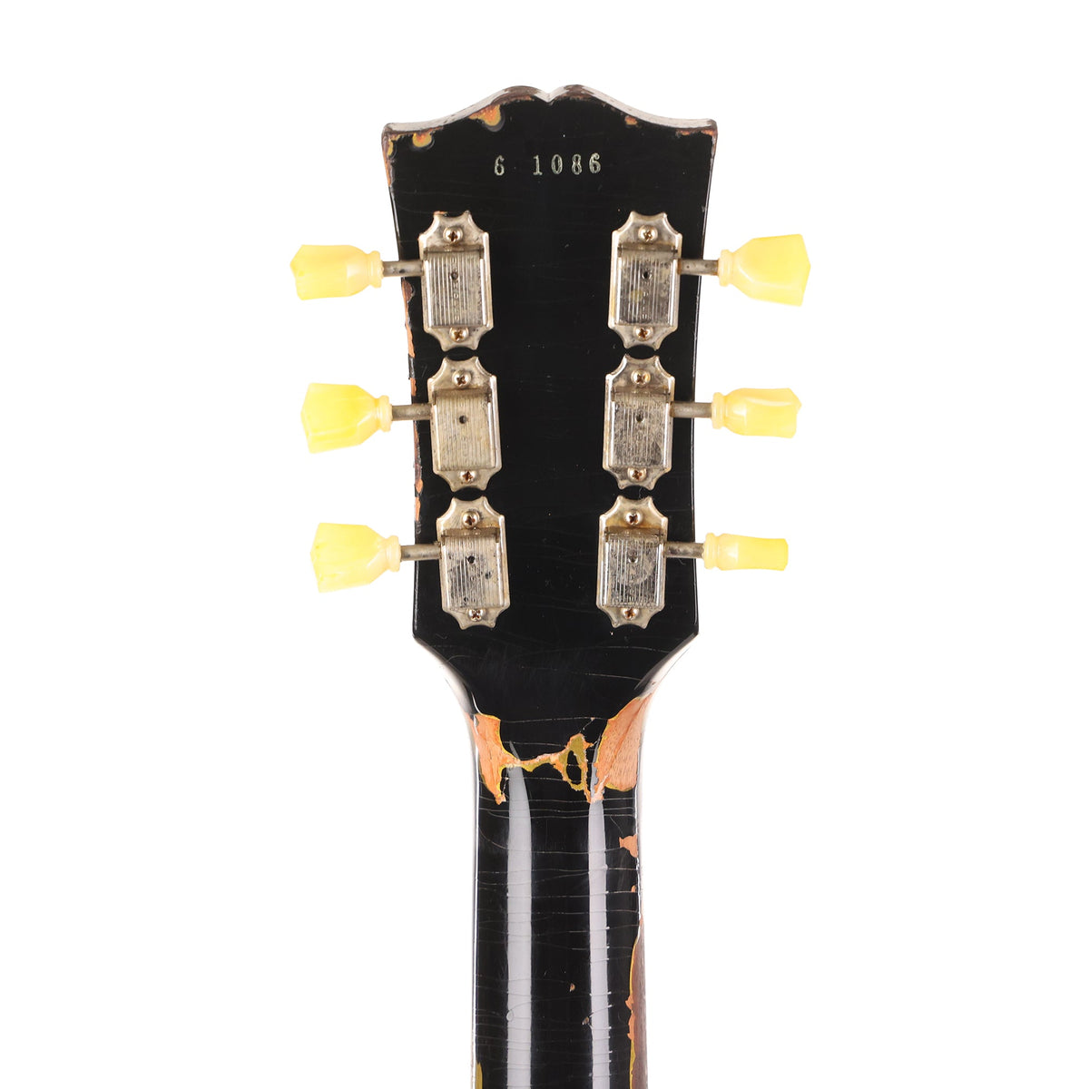 Gibson Custom Shop 1956 Les Paul Made 2 Measure Black over Gold Headstock Repair — 5
