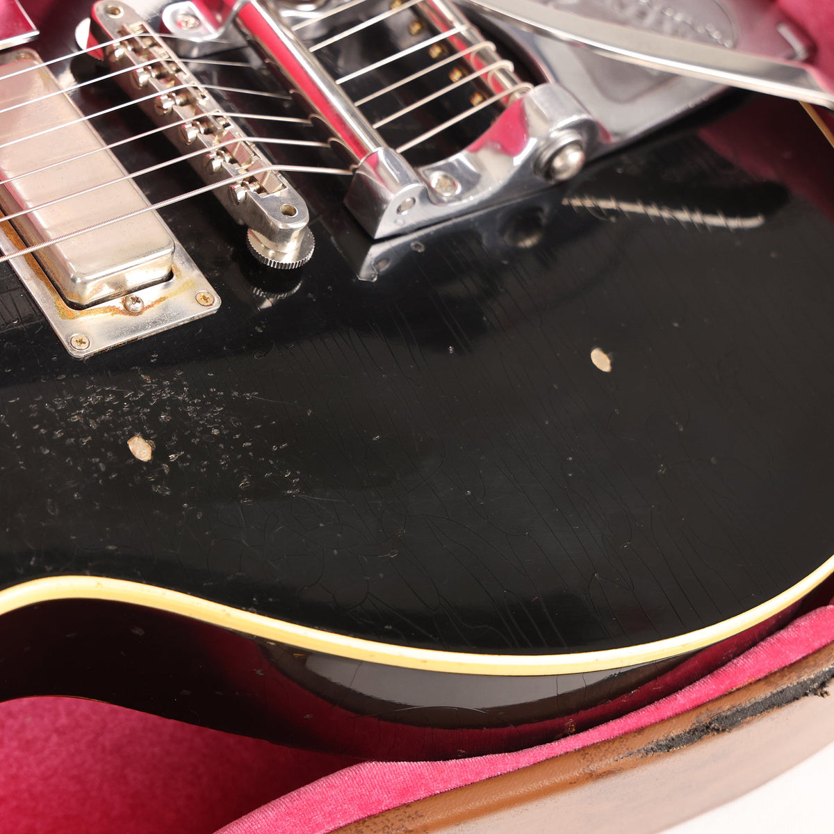 Gibson Custom Shop 1956 Les Paul Made 2 Measure Black over Gold Headstock Repair — 7