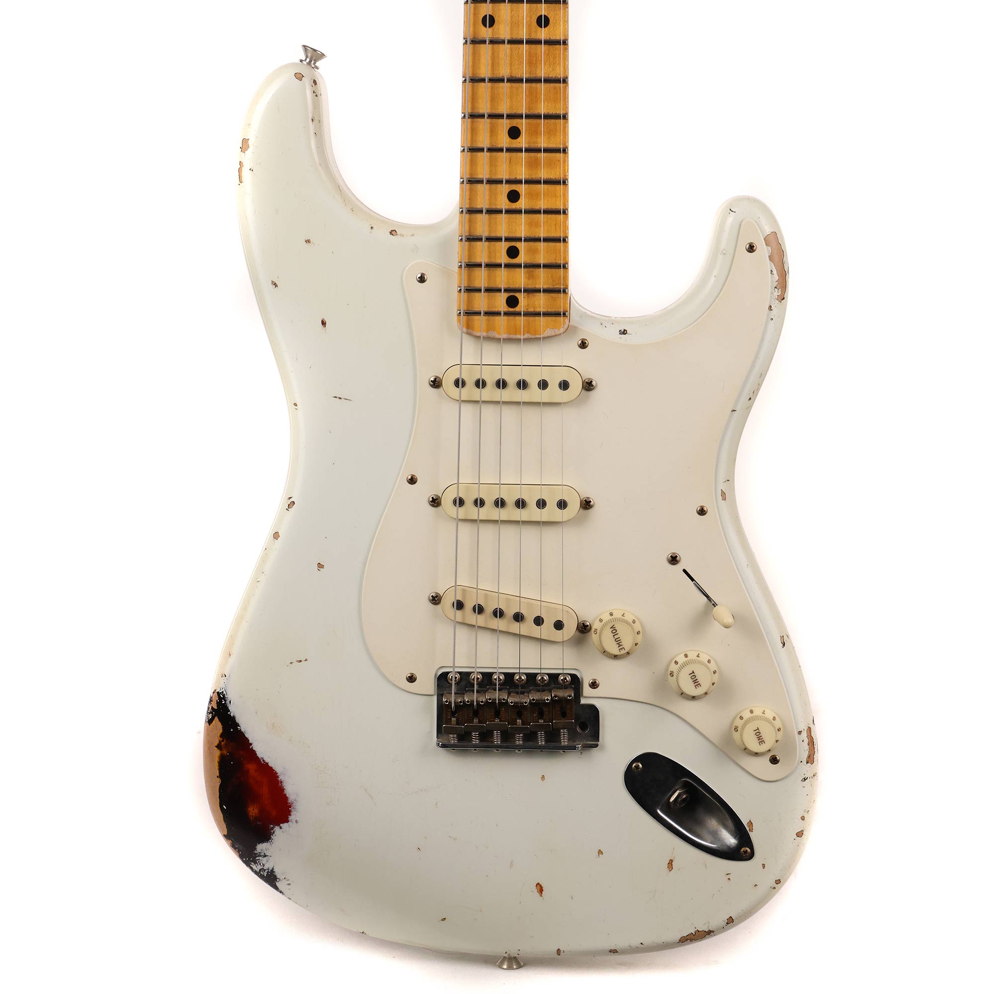 Fender Custom Shop 1958 Stratocaster Relic Aged Olympic White over Sun
