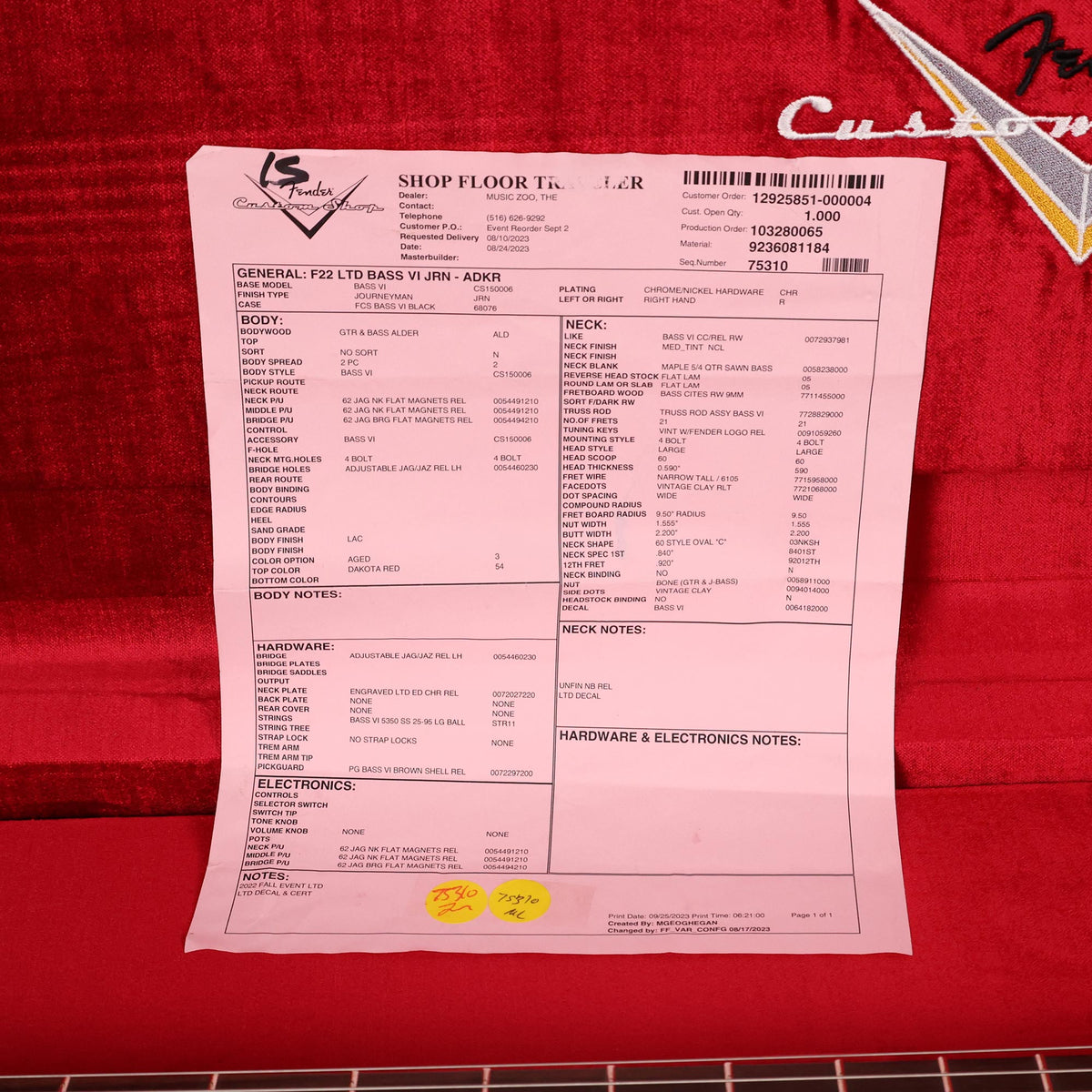 Fender Custom Shop Limited Bass VI Journeyman Relic Aged Dakota Red 2023 — 11