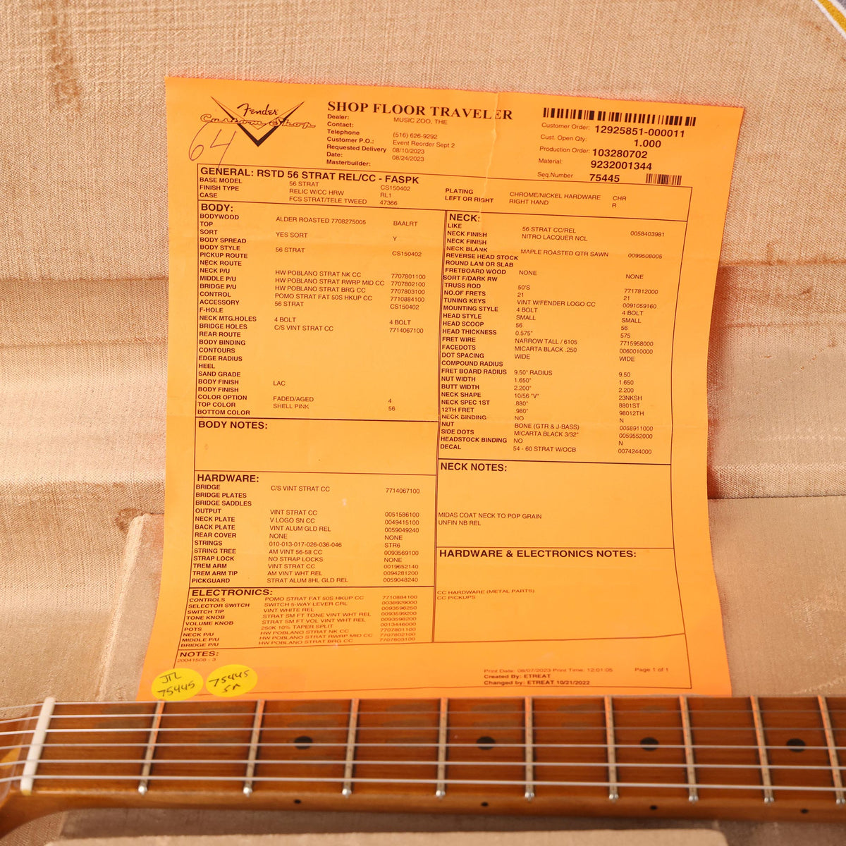 Fender Custom Shop Roasted 1956 Stratocaster Relic Faded Aged Shell Pink 2023 — 10