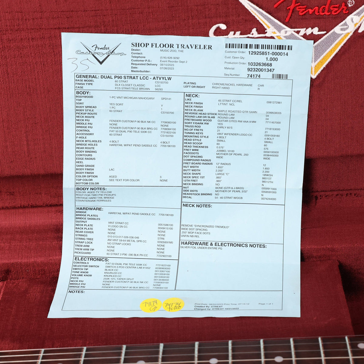 Fender Custom Shop Michigan Mahogany P-90 Stratocaster Aged TV Yellow — 10