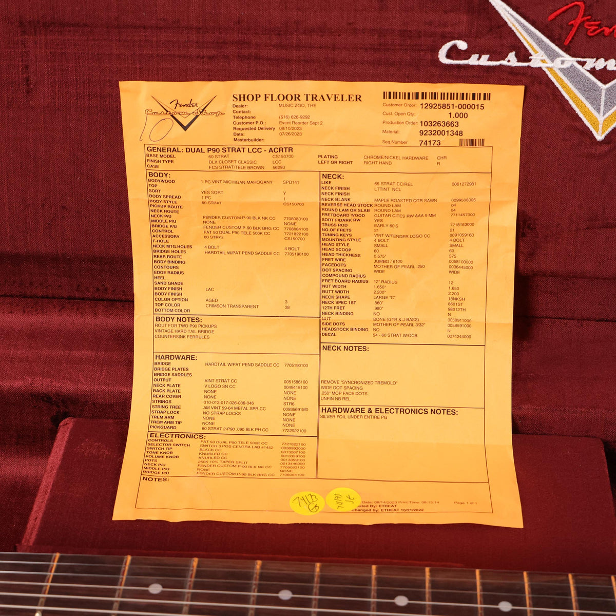 Fender Custom Shop Michigan Mahogany P-90 Stratocaster Aged Crimson Transparent — 11