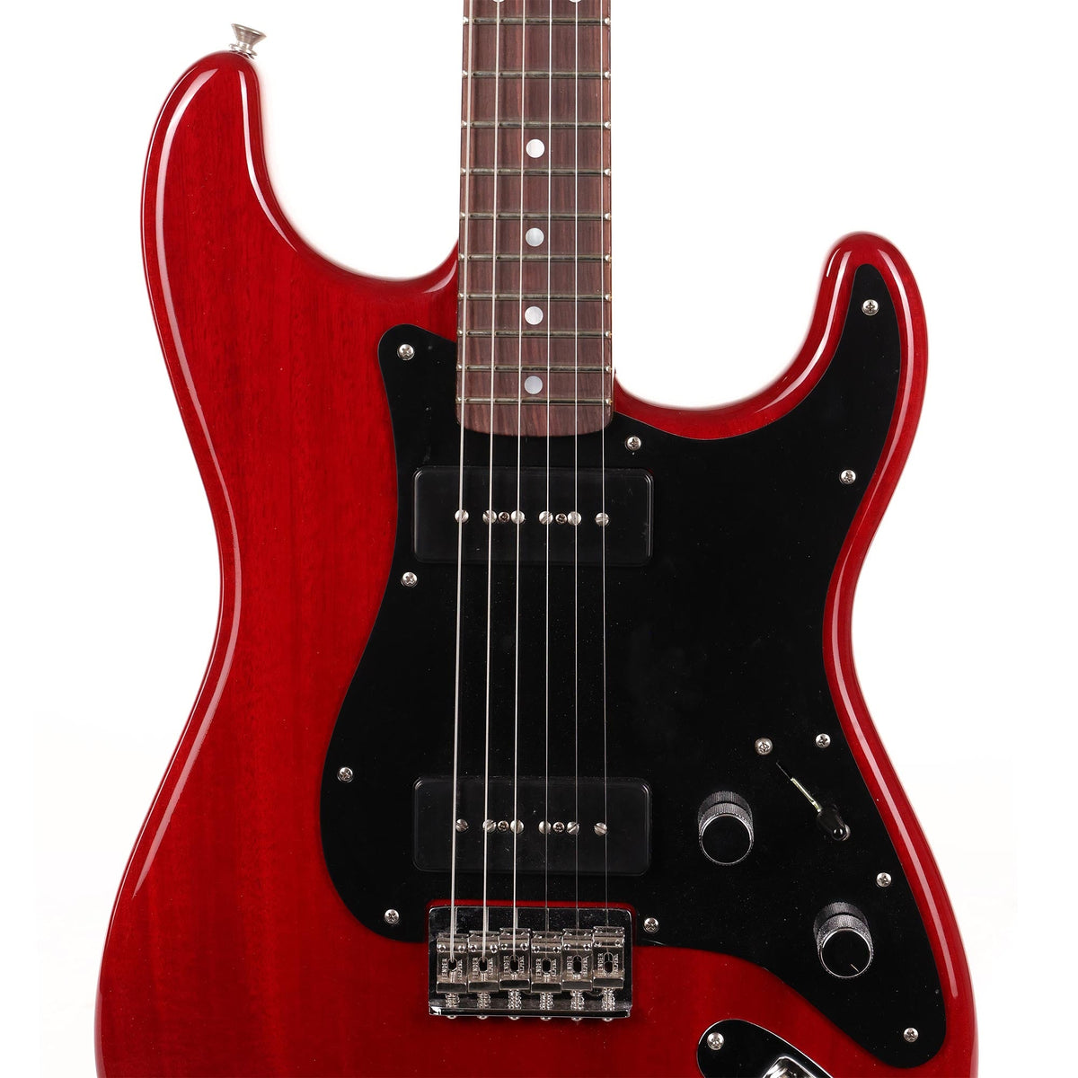 Fender Custom Shop Michigan Mahogany P-90 Stratocaster Aged Crimson Transparent — 6