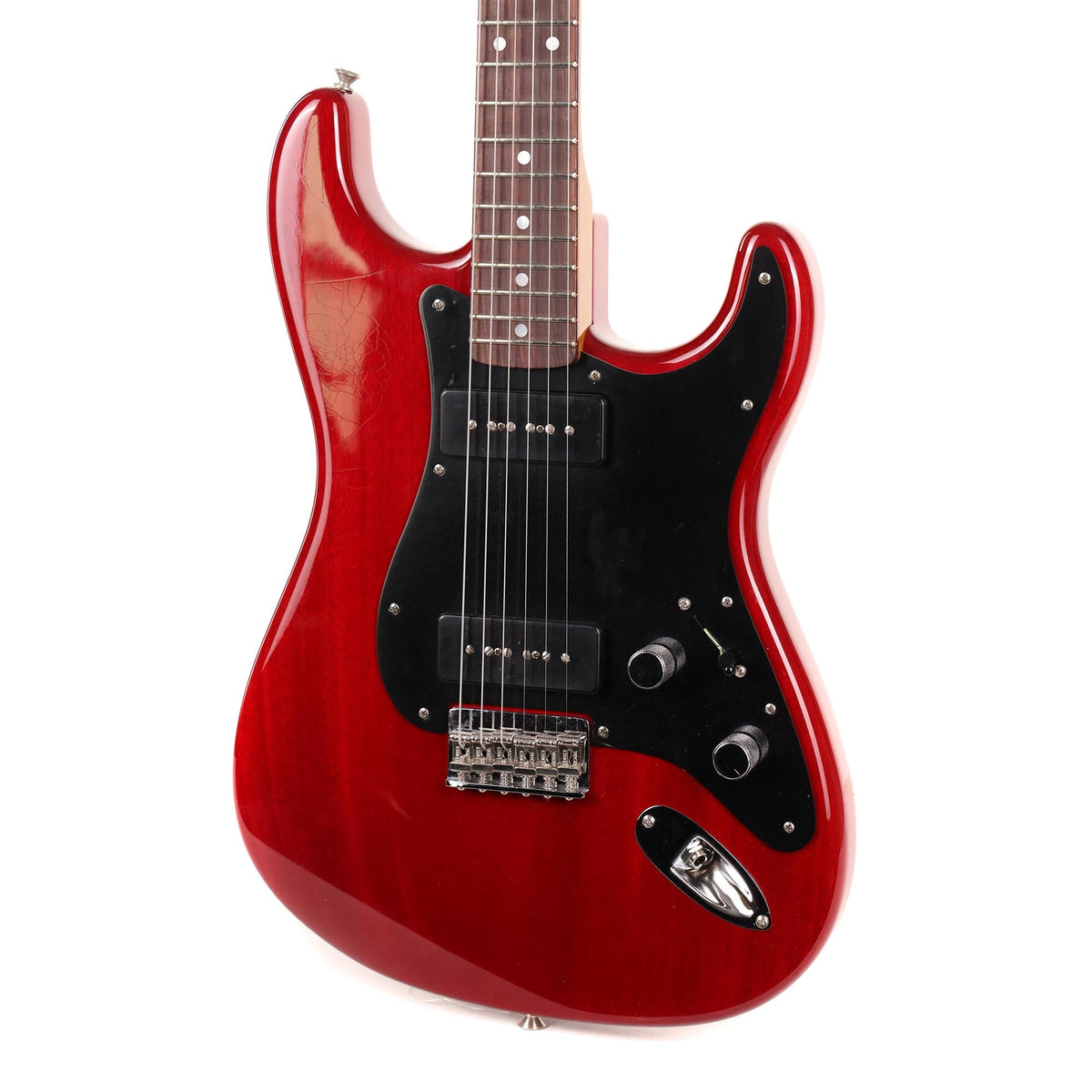Fender Custom Shop Michigan Mahogany P-90 Stratocaster Aged Crimson Transparent — 7