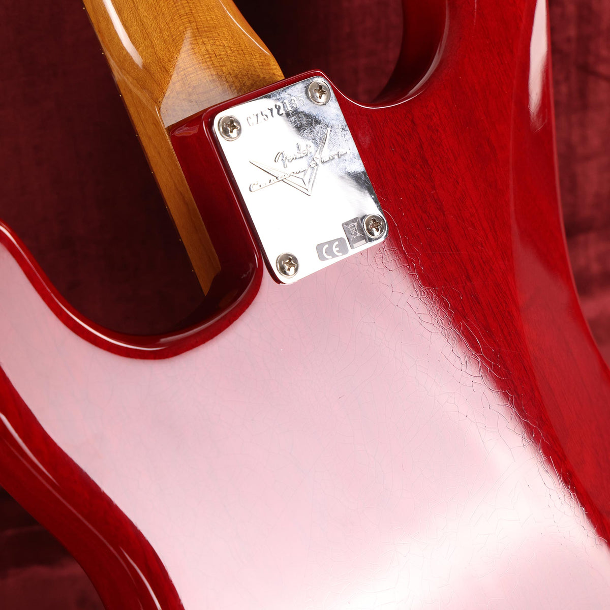Fender Custom Shop Michigan Mahogany P-90 Stratocaster Aged Crimson Transparent — 8