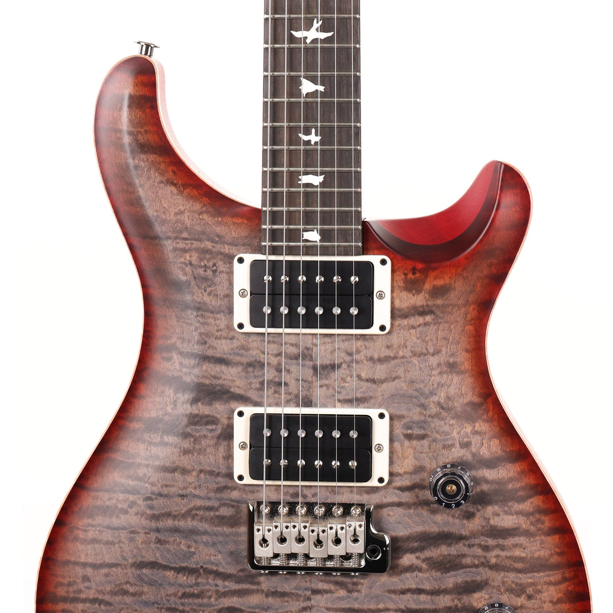 PRS Wood Library CE24 Satin Quilt Top Faded Grey Black Cherry Burst Used — 6