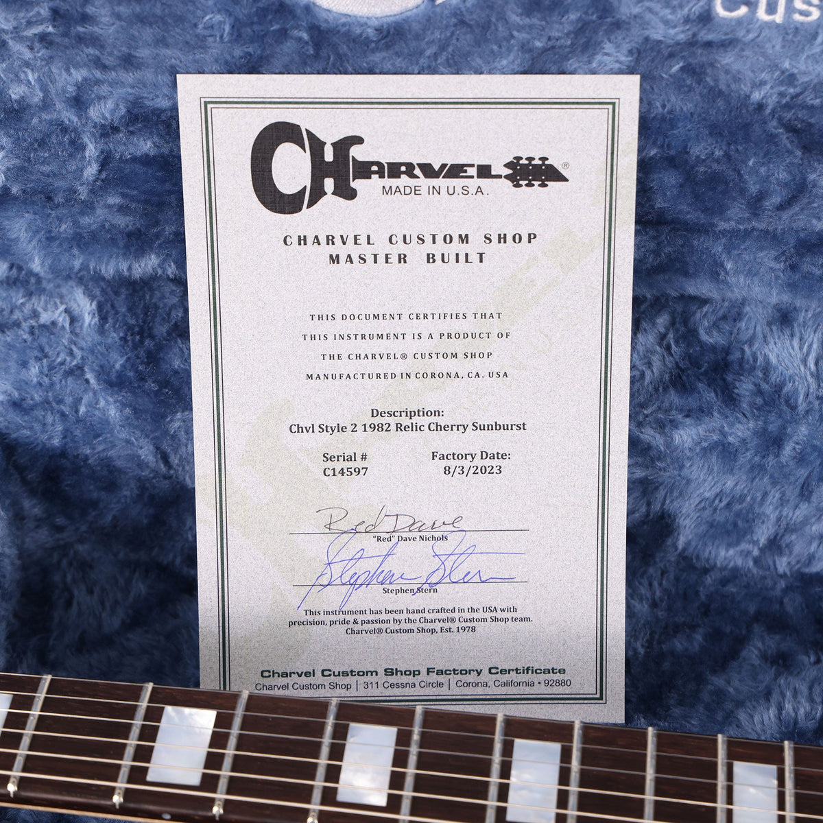 Charvel Custom Shop 1982 Style 2 Stephen Stern Tribute Relic Brazilian Rosewood Cherry Sunburst Used — 10