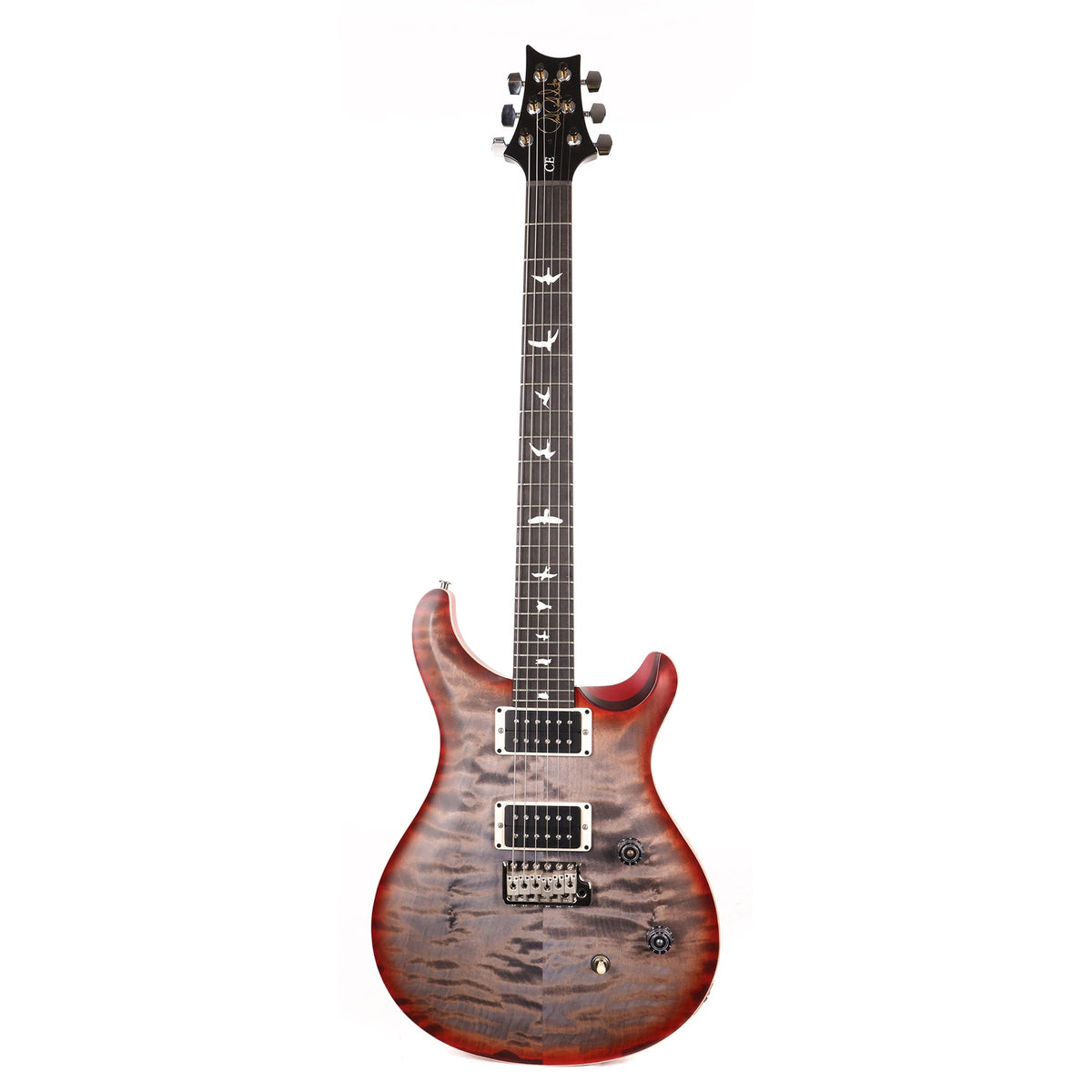 PRS Wood Library CE24 Satin Quilt Top Faded Grey Black Cherry Burst Used — 2