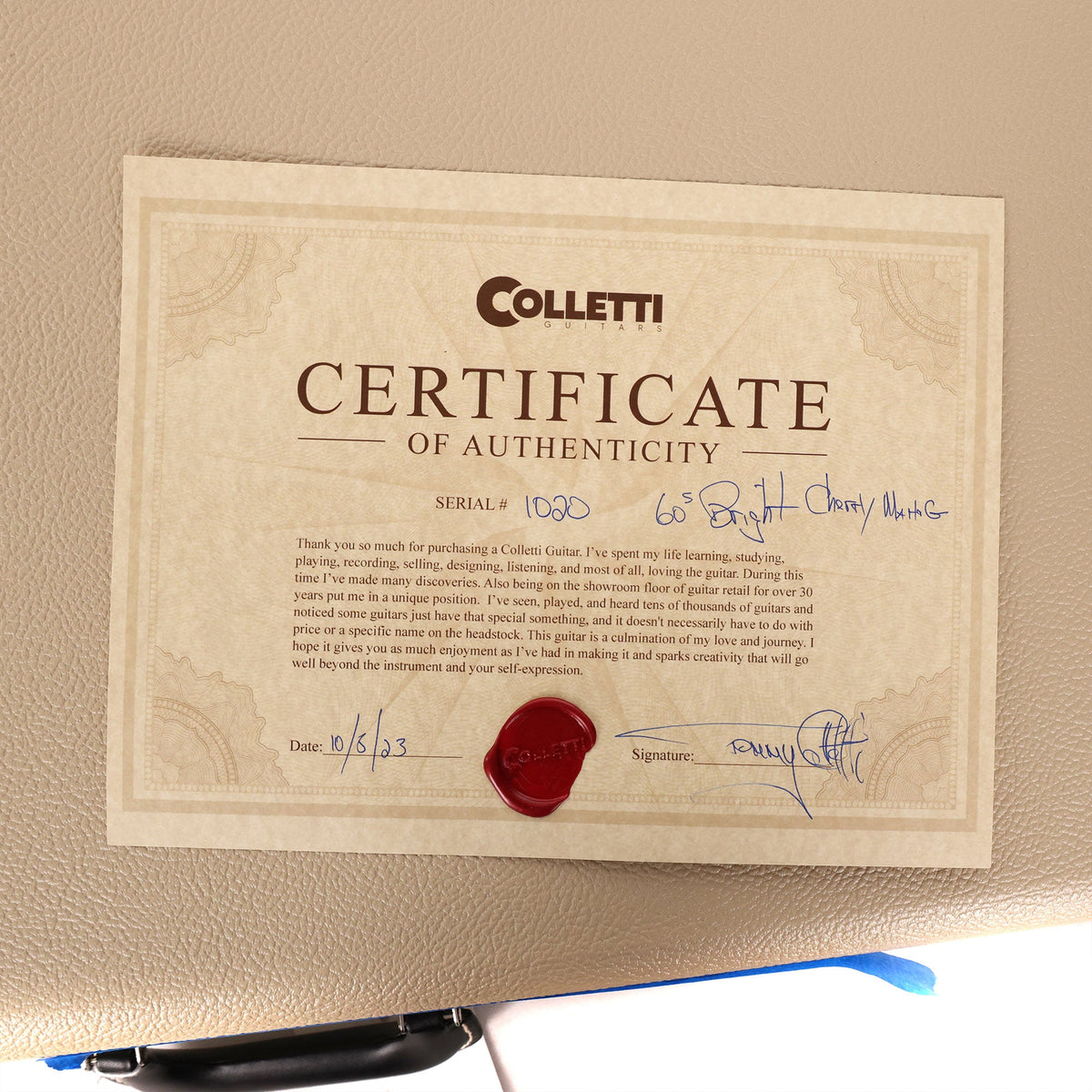 Colletti Guitars Speed of Sound Mahogany Cherry Red Stain — 9