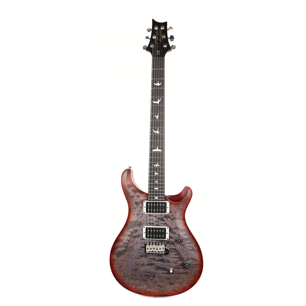 PRS Wood Library CE24 Satin Quilt Top Faded Grey Black Cherry Burst — 2