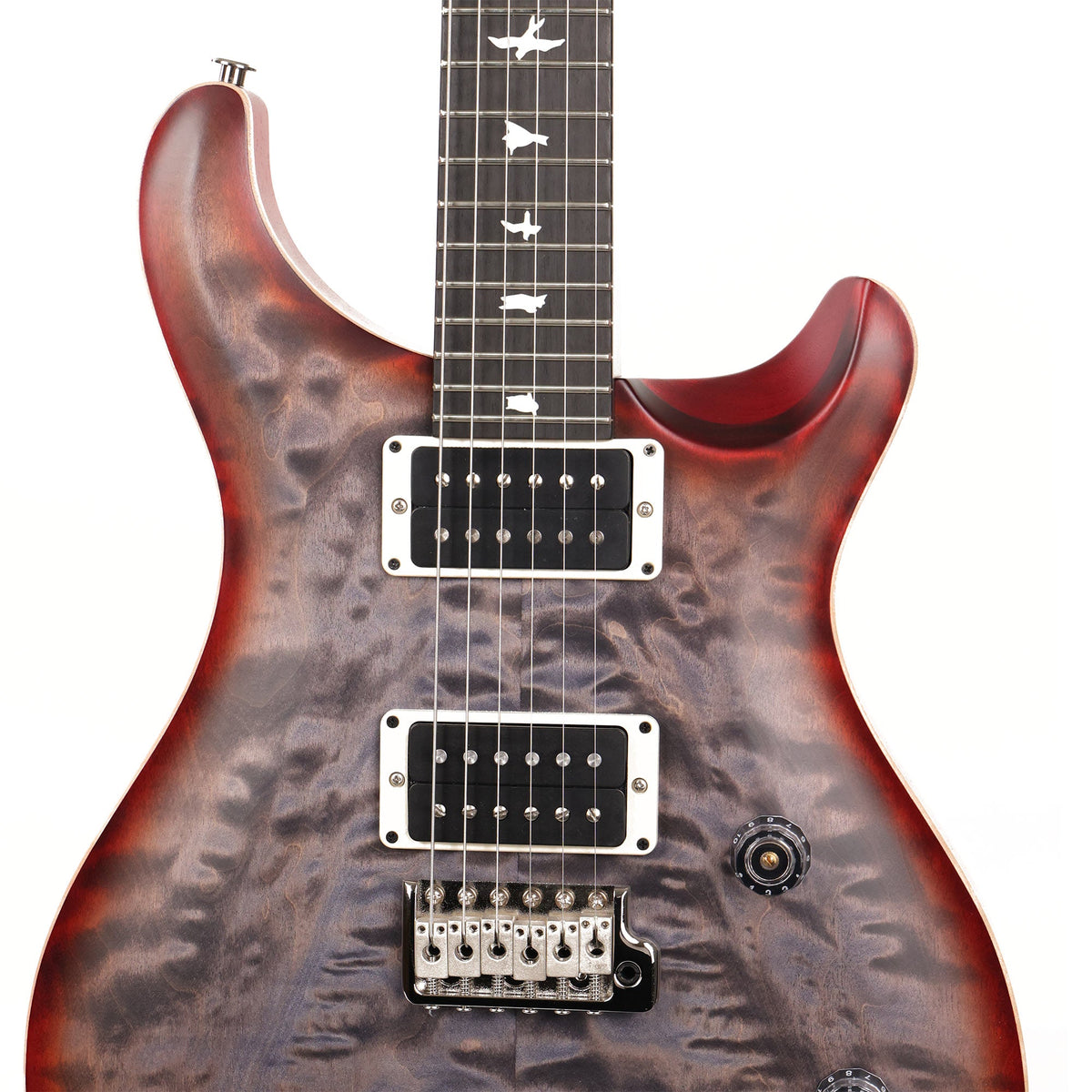 PRS Wood Library CE24 Satin Quilt Top Faded Grey Black Cherry Burst — 6