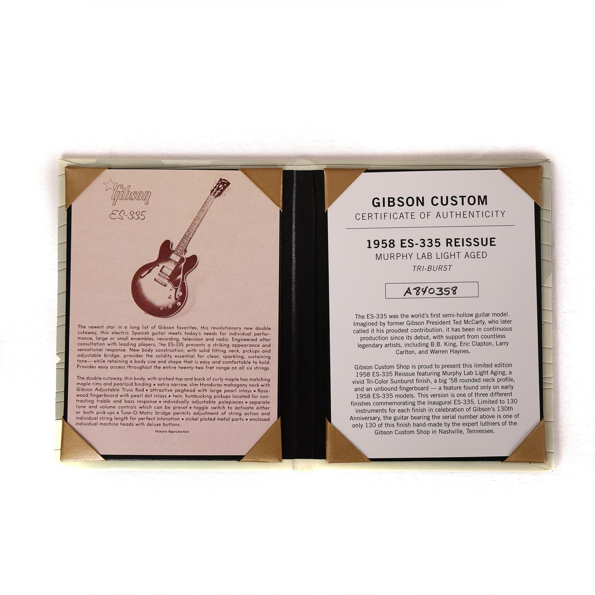 Gibson Custom Shop 1958 ES-335 Murphy Lab Light Aged Tri-Burst Limited Edition — 9