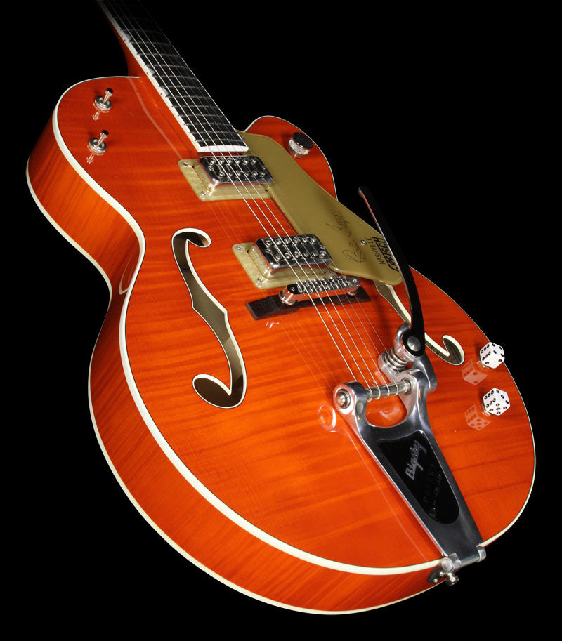 Used Gretsch G6120SSU Brian Setzer Nashville Electric Guitar Orange Tiger Flame — 1