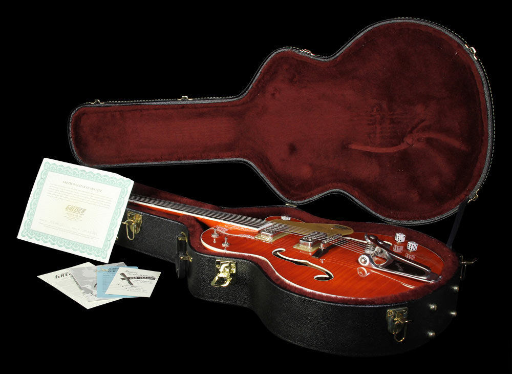 Used Gretsch G6120SSU Brian Setzer Nashville Electric Guitar Orange Tiger Flame — 4