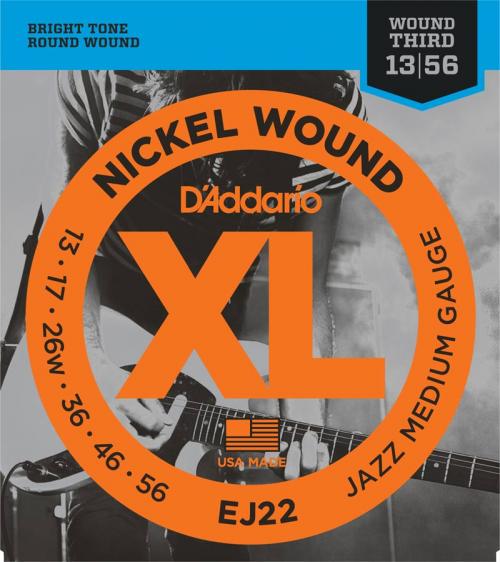 D'Addario Nickel Wound Electric Strings (Jazz Medium 13-56)