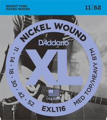 D'Addario Nickel Wound Electric Strings Med Top Heavy Bottom 11-52