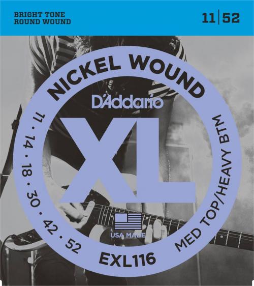 D'Addario Nickel Wound Electric Strings Med Top Heavy Bottom 11-52