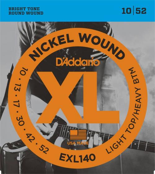 D'Addario Nickel Wound Electric Strings Light Top Heavy Bottom 10-52