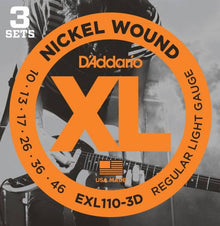 D'Addario 3-Pack Nickel Wound Electric Strings (Regular Light 10-46)