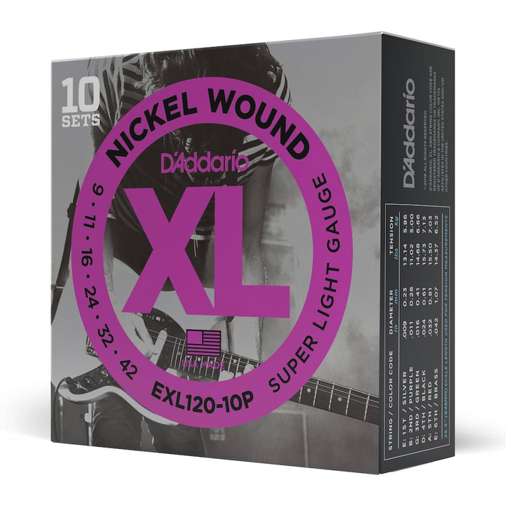 D'Addario 10-Pack Nickel Wound Electric Strings (Super Light 9-42)