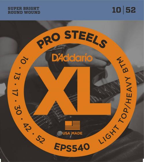 D'Addario ProSteels Electric Strings (Light Top/Heavy Bottom 10-52)