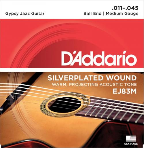 D'Addario Gypsy Jazz Silver Wound Acoustic Strings (Medium 11-45)