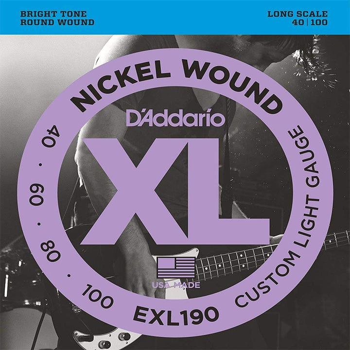 D'Addario Nickel Wound Bass Strings (Custom Light 40-100)