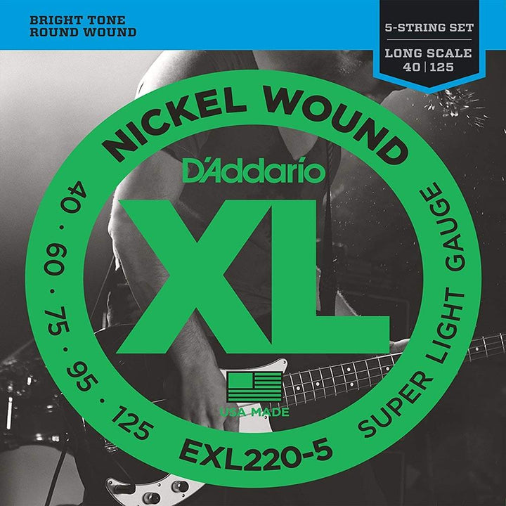 D'Addario Nickel Wound 5-String Bass Strings (Super Light 40-125)