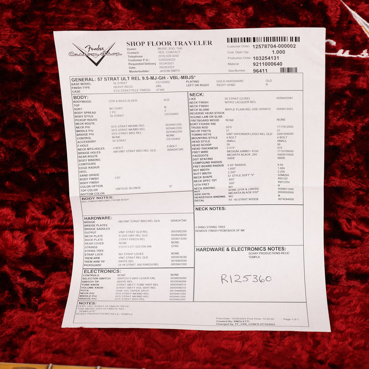 Fender Custom Shop 1957 Stratocaster Ultimate Relic Masterbuilt Jason Smith Vintage Blonde