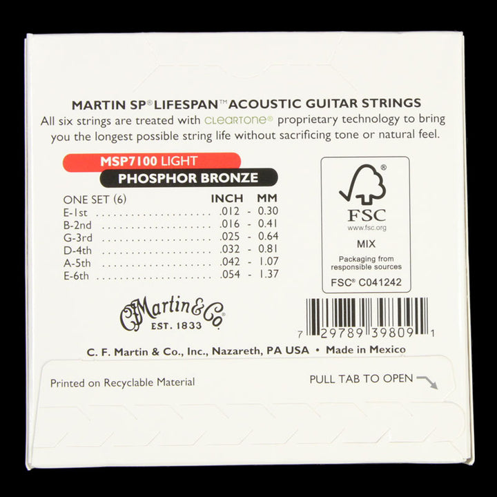 Martin SP Lifespan Phosphor Bronze Acoustic Strings (Light 12-54)