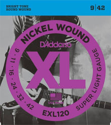 D'Addario Nickel Wound Electric Strings (Super Light 9-42)