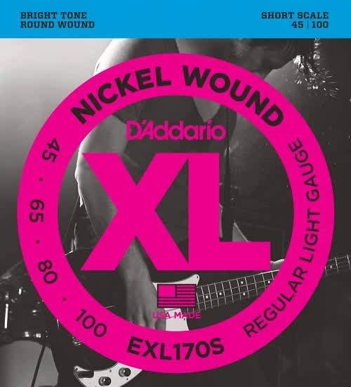 D'Addario Nickel Wound Short Scale Bass Strings (Regular Light 45-100)